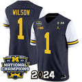 Men's Michigan Wolverines #1 Roman Wilson Navy White 2024 F.U.S.E. With