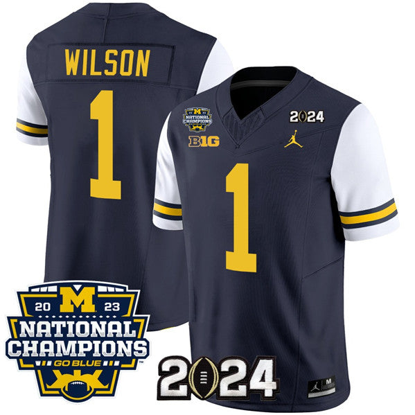 Men's Michigan Wolverines #1 Roman Wilson Navy White 2024 F.U.S.E. With