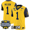 Men's Michigan Wolverines #1 Roman Wilson Yellow Navy 2024 F.U.S.E. With