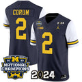 Men's Michigan Wolverines #2 Blake Corum Navy White 2024 F.U.S.E. With 2023