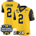 Men's Michigan Wolverines #2 Blake Corum Yellow Navy 2024 F.U.S.E. With