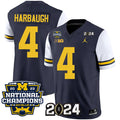 Men's Michigan Wolverines #4 Jim Harbaugh Navy White 2024 F.U.S.E. With