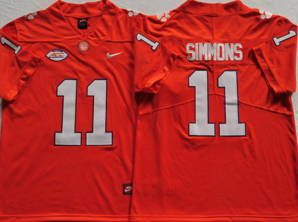 Clemson Tigers Orange #11 SIMMONS Jersey