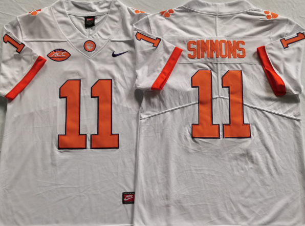 Clemson Tigers White #11 SIMMONS Jersey