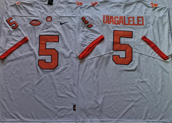 Clemson Tigers White #5 UIAGALELEI Jersey