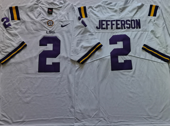 LSU Tigers White #2 JEFFERSON Jersey