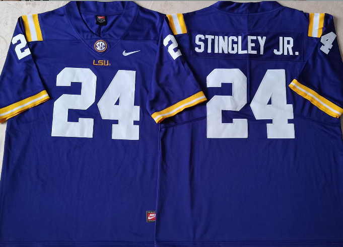 LSU Tigers Purple #24 STINGLEY JR. Jersey