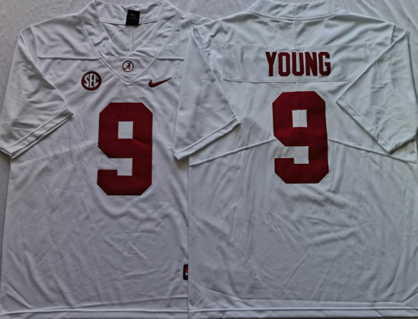 Alabama Crimson Tide White #9 YOUNG Jersey
