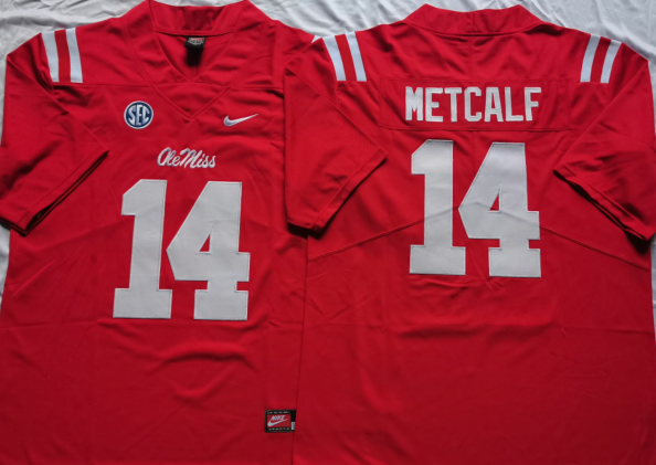 Ole Miss Rebels Red #14 METCALF Jersey