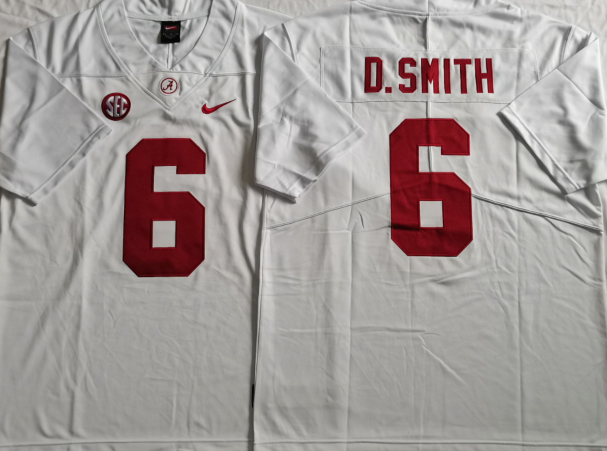 Alabama Crimson Tide White #6 D.SMITH Jersey