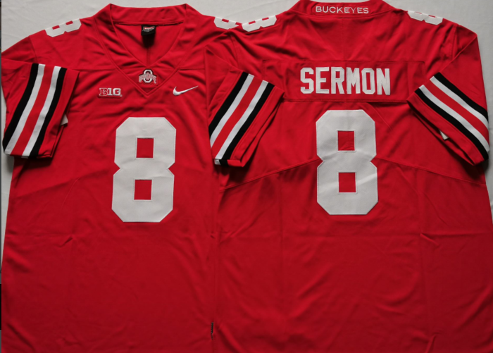 Ohio State Buckeyes Red #8 SERMON Jersey