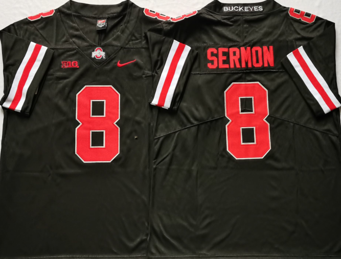 Ohio State Buckeyes Black #8 SERMON Jersey