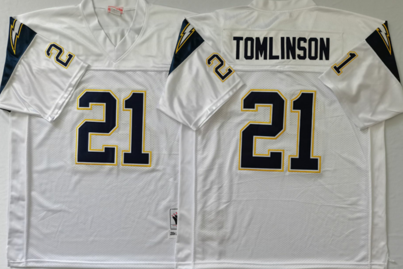 San Diego Chargers White #21 TOMLINSON Jersey