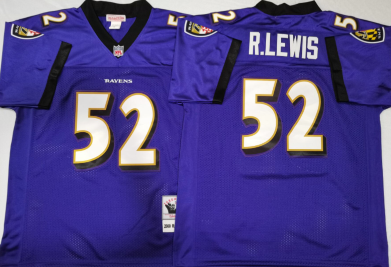 BALTIMORE RAVENS Purple #52 R.LEWIS Jersey