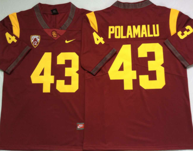 USC Trojans Red #43 POLAMALU Jersey