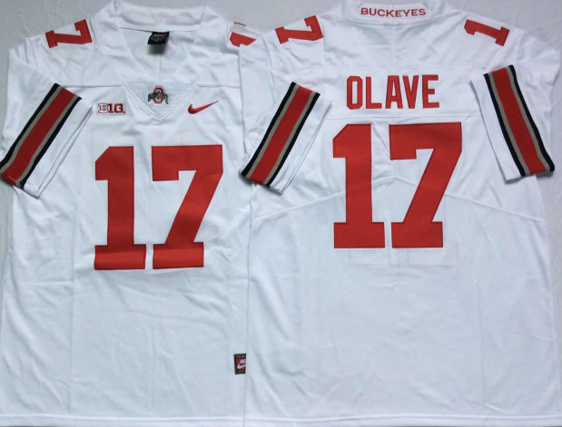 Ohio State Buckeyes White #17 OLAVE Jersey