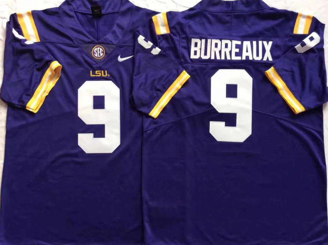LSU Tigers Purple #9 BURREAUX Jersey