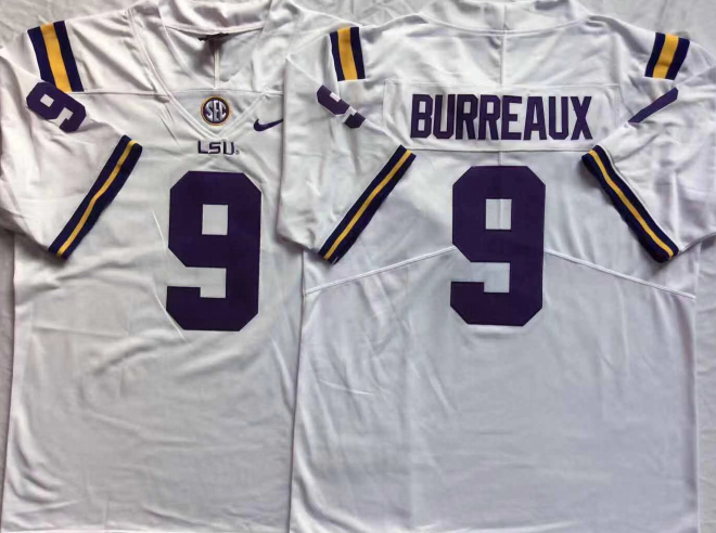 LSU Tigers White #9 BURREAUX Jersey