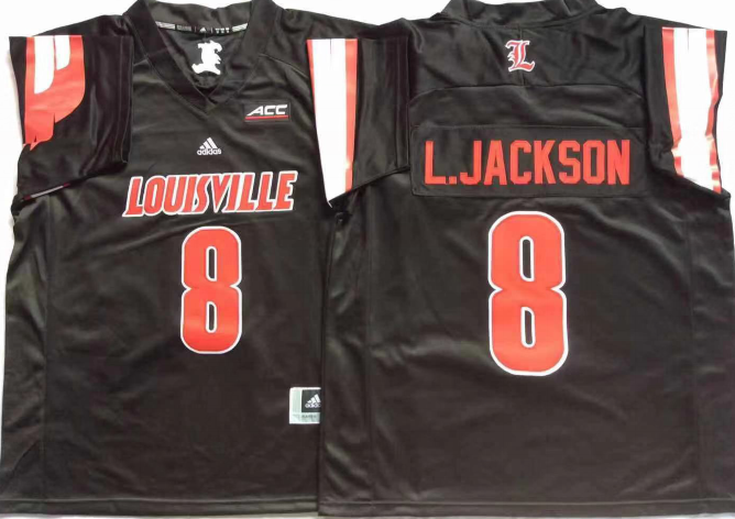 Louisville Cardinals Black #8 L.JACKSON Jersey