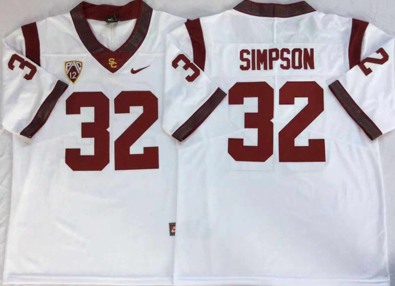 USC Trojans White #32 SIMPSON Jersey