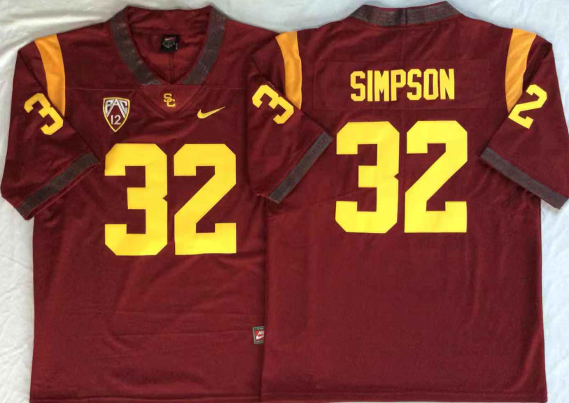 USC Trojans Red #32 SIMPSON Jersey