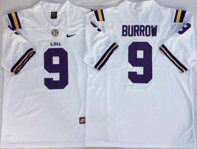LSU Tigers White #9 BURROW Jersey