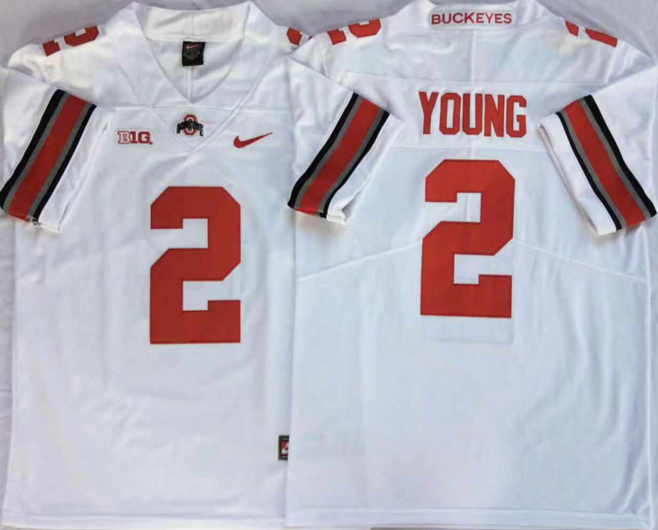 Ohio State Buckeyes White #2 YOUNG Jersey