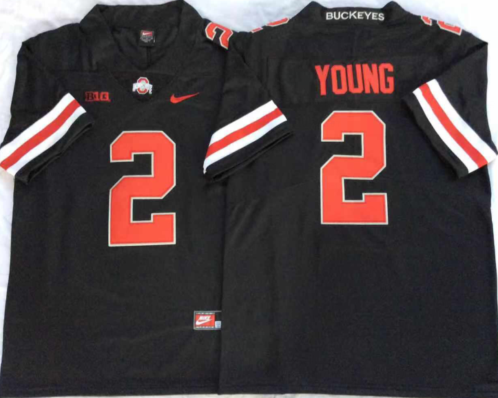 Ohio State Buckeyes Black-Red #2 YOUNG Jersey