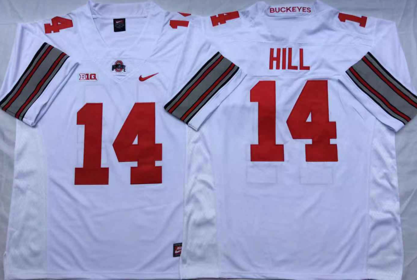 Ohio State Buckeyes White #14 HILL Jersey