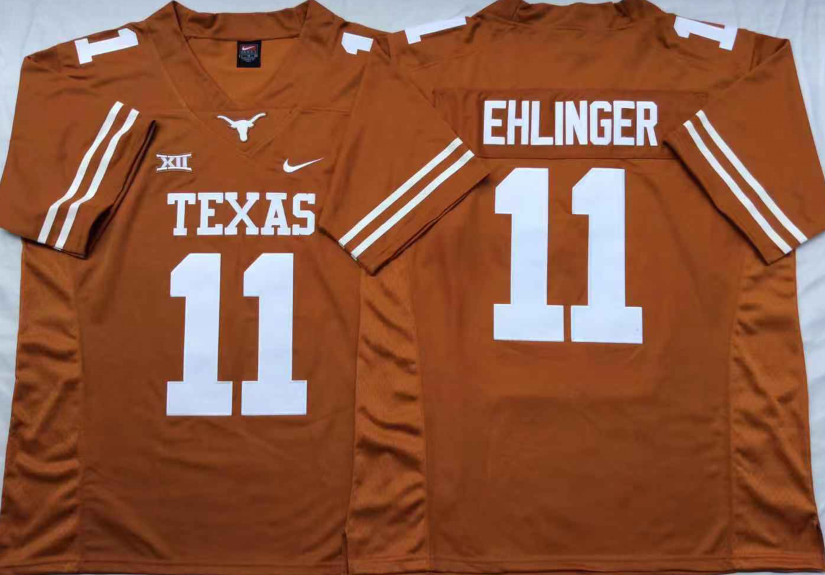 Texas Longhorns Yellow #11 EHLINGER Jersey