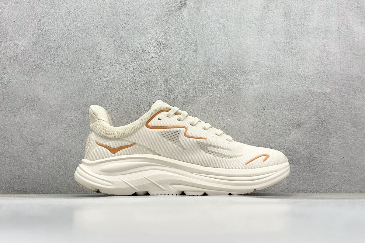 HOKA Clifton 10 Cream Peach Cushioned Road Running Sneakers
