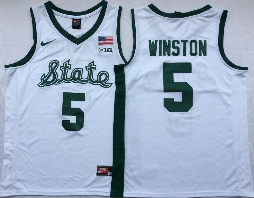Michigan State Spartans White #5 WINSTON Jersey