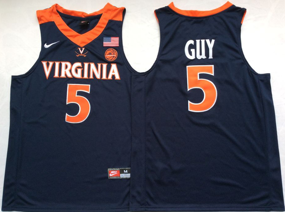 Virginia Cavaliers Blue #5 GUY Jersey