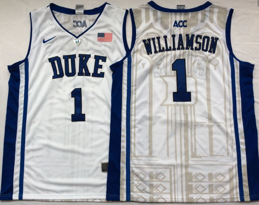 Duke Blue Devils White #1 WILLIAMSON Jersey