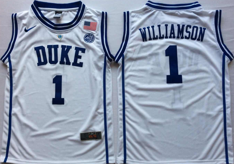 Duke Blue Devils White #1 WILLIAMSON Jersey