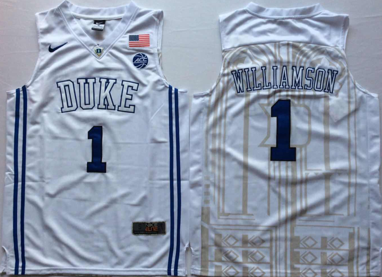 Duke Blue Devils White #1 WILLIAMSON Jersey