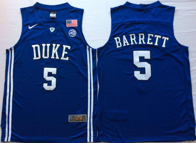 Duke Blue Devils Blue #5 BARRETT Jersey