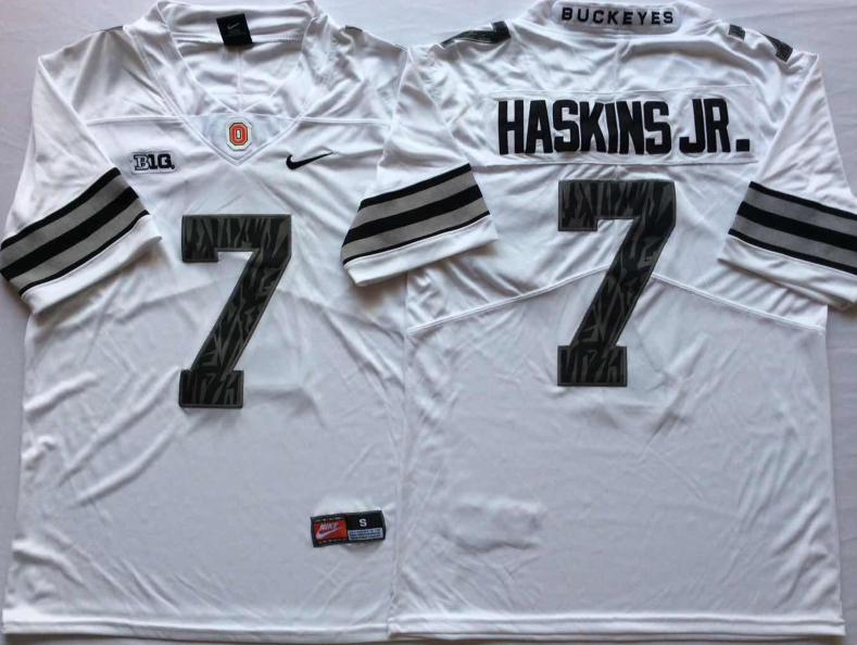 Ohio State Buckeyes White #7 HASKINS JR. Jersey
