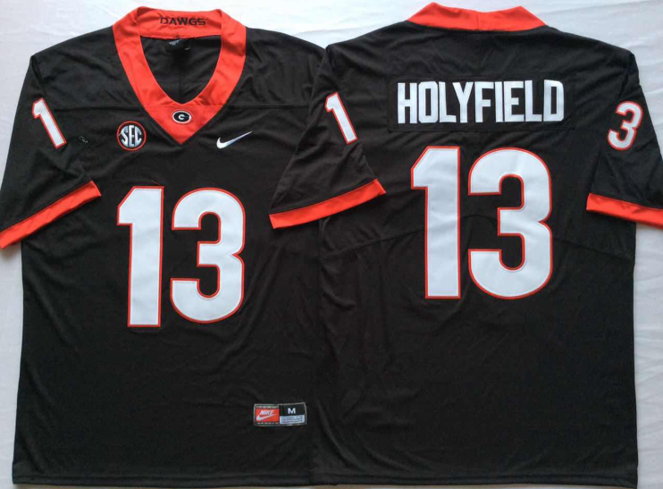 Georgia Bulldogs Black #13 HOLYFIELD Jersey