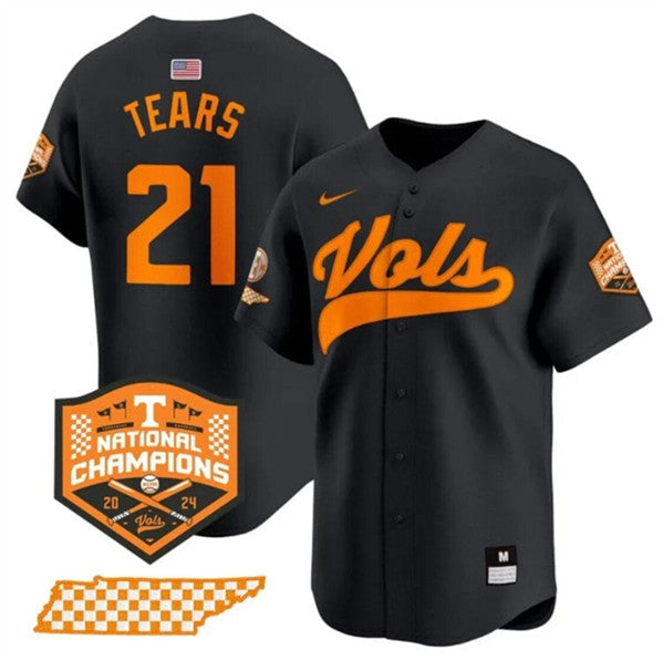 Men's Tennessee Volunteers #21 Kavares Tears Black 2024 Champions Vapor