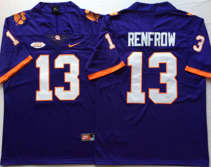 Clemson Tigers Purple #13 RENFROW Jersey