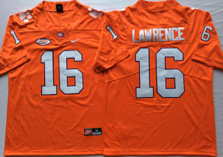 Clemson Tigers Orange #16 LAWRENCE Jersey