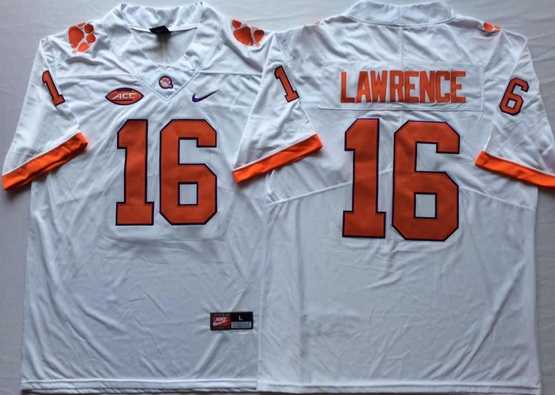 Clemson Tigers White #16 LAWRENCE Jersey