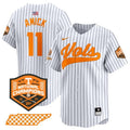 Men's Tennessee Volunteers #11 Billy Amick White Pinstripe 2024 Champions