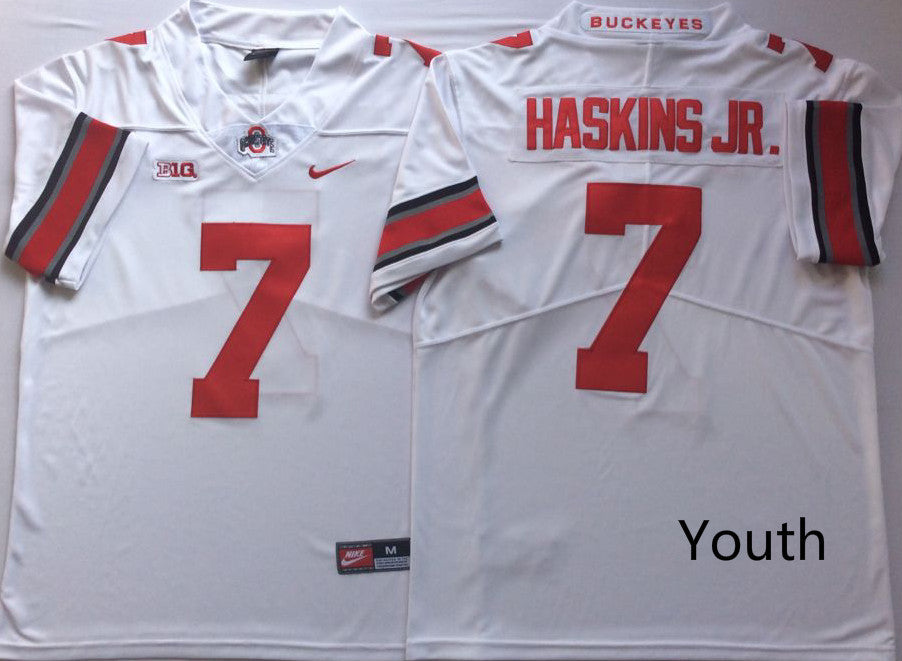 Ohio State Buckeyes White #7 HASKINS JR. Jersey