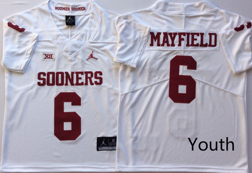 Oklahoma Sooners White 6 MAYFIELD Jersey