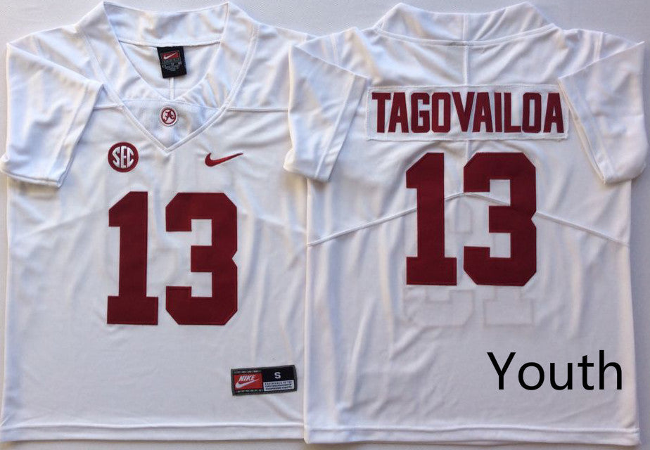 Alabama Crimson Tide White #13 TAGOVAILOA Jersey