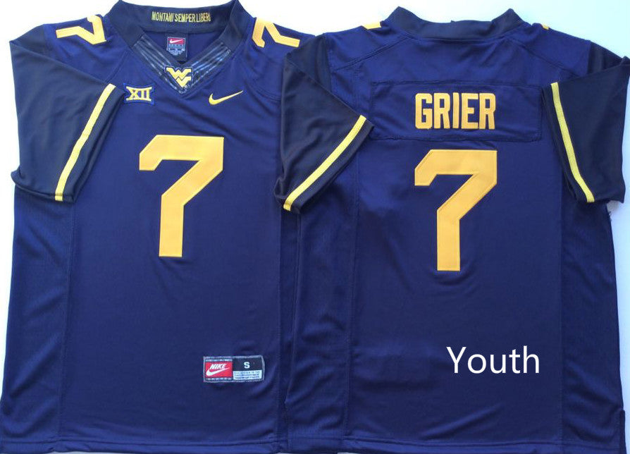 West Virginia Mountaineers Blue #7 GRIER Jersey