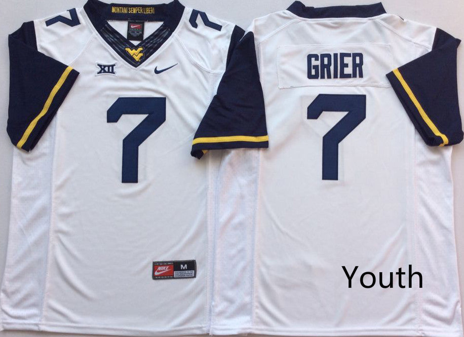 West Virginia Mountaineers White #7 GRIER Jersey