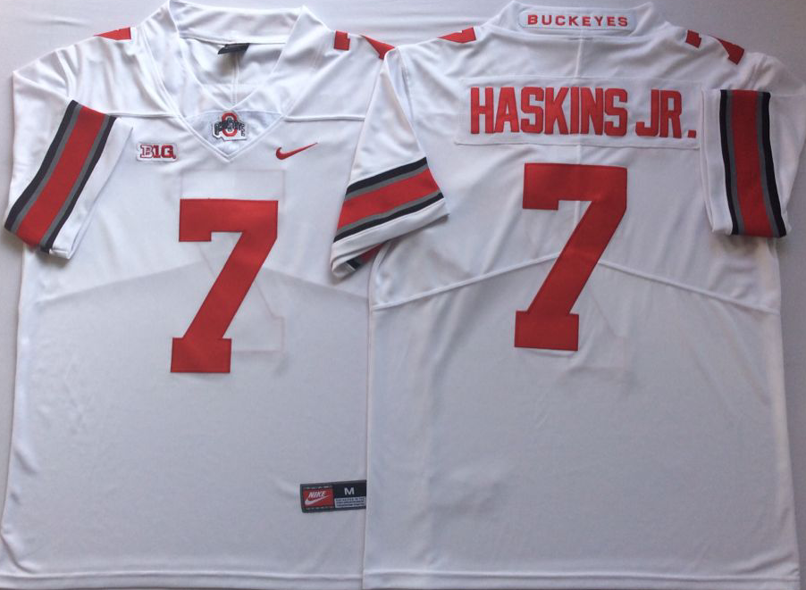 Ohio State Buckeyes White #7 HASKINS JR. Jersey
